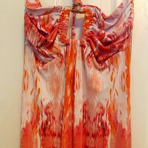 Coral Halter Maxi Dress